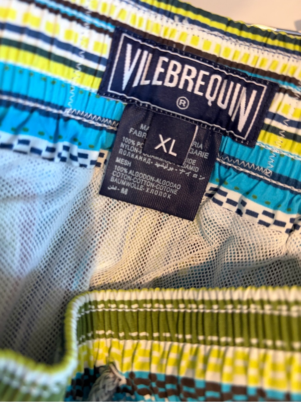 Vilebrequin Men’s Green & Blue Striped Swim Shorts